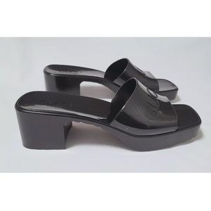 Authentic GUCCI rubber logo platform sandals slides shoes 41 / 10